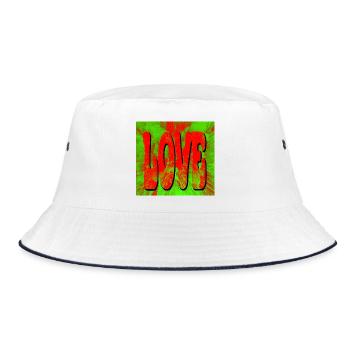 Love in Retro Tie Dye Style - Bucket Hat - white/navy - Front