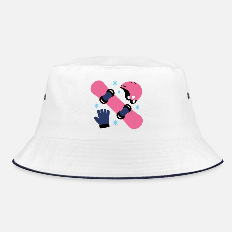Glam Skate Pink und Blauer Helm - Bucket Hat - Weiß/Navy