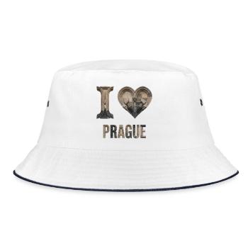 Prague – Stone & Gothic Arches - Bucket Hat - white/navy - Front