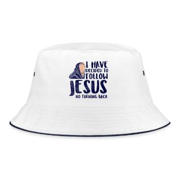 I Have Decided to Follow Jesus Christian Faith Art - Bucket Hat - Weiß/Navy - Vorne