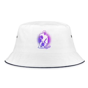 Klares Floorball Motiv für jeden Tag - Bucket Hat - Weiß/Navy - Vorne