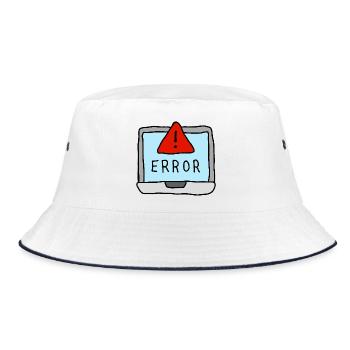 Laptop Error Warning Illustration - Bucket Hat - white/navy - Front