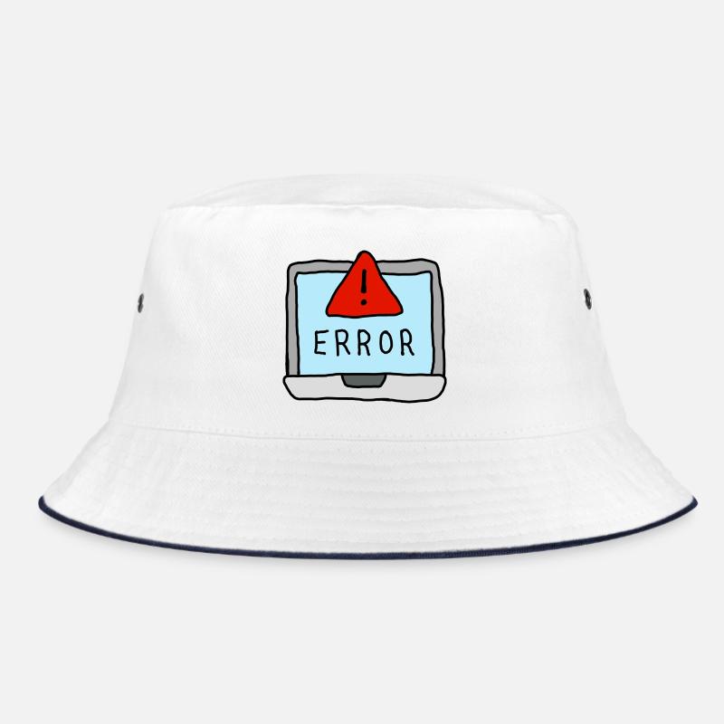 Laptop Error Warning Illustration - Bucket Hat - white/navy