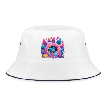 Bear in Donut Dream Neon Forest - Bucket Hat - white/navy - Front