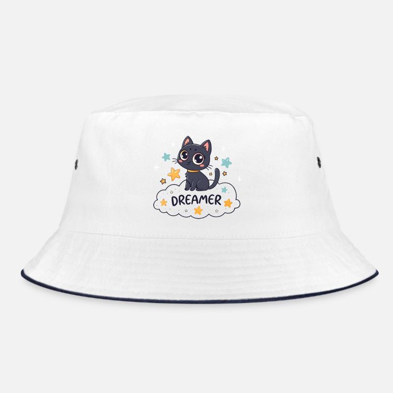 Starry dreamy cat on cloud Bucket Hat