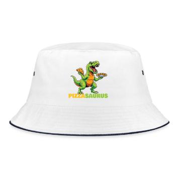 Pizzasaurus Dinosaur Pizza Lover Funny  - Bucket Hat - white/navy - Front