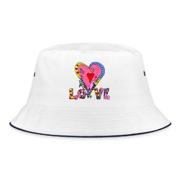 Heart - Bucket Hat - white/navy - Front