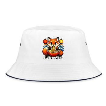 Fox Ramen Slurp Happens - Bucket Hat - white/navy - Front