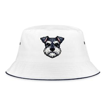 Portrait de Schnauzer de Pixel Dogs dans un style rétro - Bob - blanc/marine - Devant