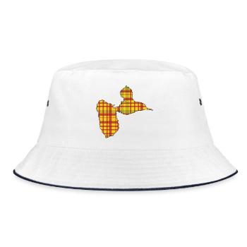 Guadeloupe carte style madras cadeau gwada 971  - Bob - blanc/marine - Devant