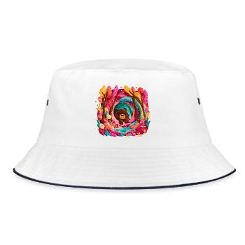 Bear in the magical color forest - Bucket Hat - white/navy - Front