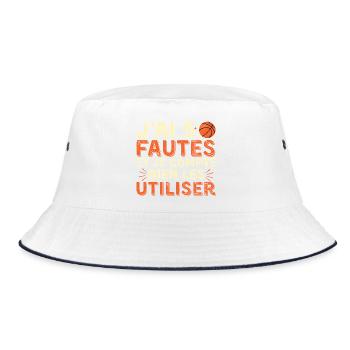 Humour Falls Basketball Gift Herren-Basketballfan - Bucket Hat - Weiß/Navy - Vorne