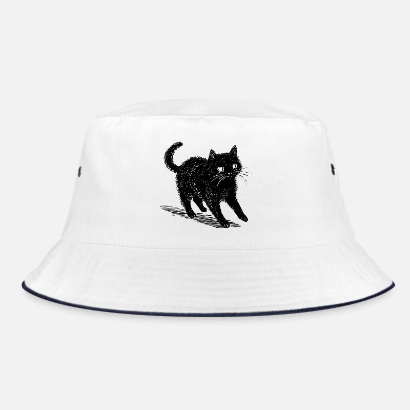 Quirky Black Cat Doodle – Cute & Spooky Vibes Bucket Hat