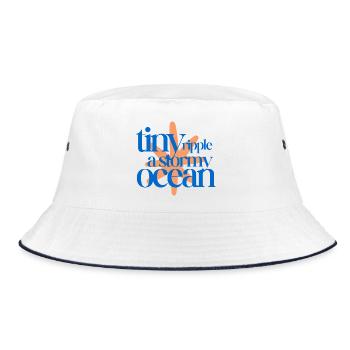Tiny ripple in a stormy ocean (coral background) - Bucket Hat - white/navy - Front