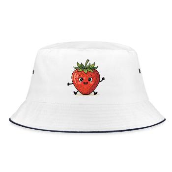 Fraise, fruits véganes drôles, sucrés, fruits d’été - Bob - blanc/marine - Devant