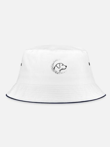 Minimal Dog Muzzle – Abstract Line Art Design - Bucket Hat - white/navy - Front