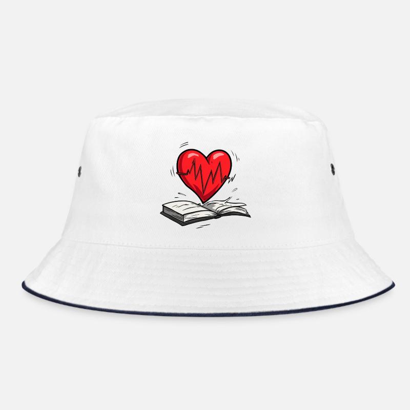 Beating Heart Shaped Book Pulse Design Bucket Hat