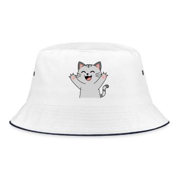 Happy Cat Paws Cheers (Pointed Claws) - Bucket Hat - white/navy - Front