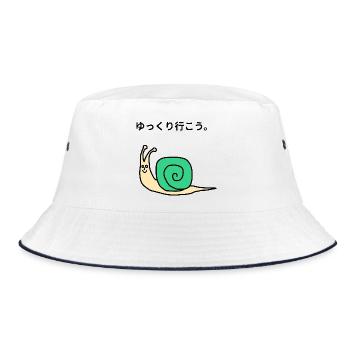 Kawaii Green Snail - Bucket Hat - white/navy - Front