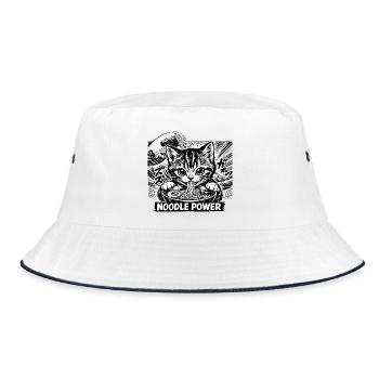 cat ramen - Bucket Hat - white/navy - Front