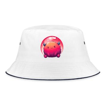 Fluffiges Monstergesicht Gradient - Bucket Hat - Weiß/Navy - Vorne
