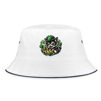 Aggressive Cat Graffiti - Bucket Hat - white/navy - Front
