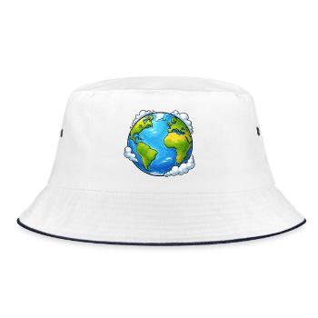 Erde Welt Planet - Bucket Hat - Weiß/Navy - Vorne