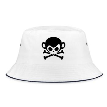 Skull monkey with crossed bones - Bucket Hat - white/navy - Front