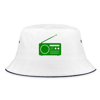 Retro-Radio Design - Bucket Hat - Weiß/Navy - Vorne