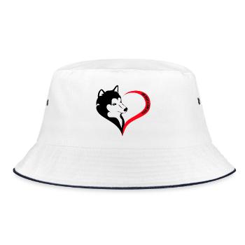 Dog silhouette with heart and soul - Bucket Hat - white/navy - Front