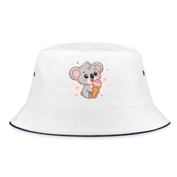Eiskalte Koala-Kawaii-Sommer - Bucket Hat - Weiß/Navy - Vorne