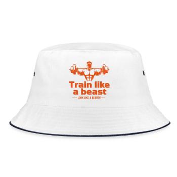 Train like a beast - look like a beauty - Bucket Hat - Weiß/Navy - Vorne