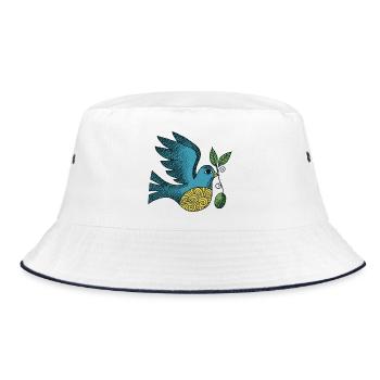 Azure Bird with Swirl Belly - Bucket Hat - white/navy - Front