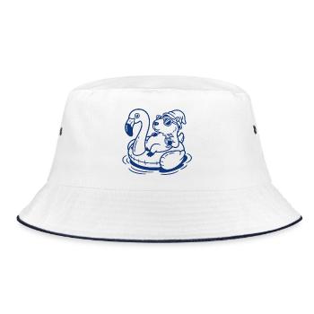 Flamingo-Float Capy - Bucket Hat - Weiß/Navy - Vorne