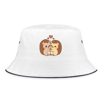 Valentinstag Herz Igel Paar - Bucket Hat - Weiß/Navy - Vorne
