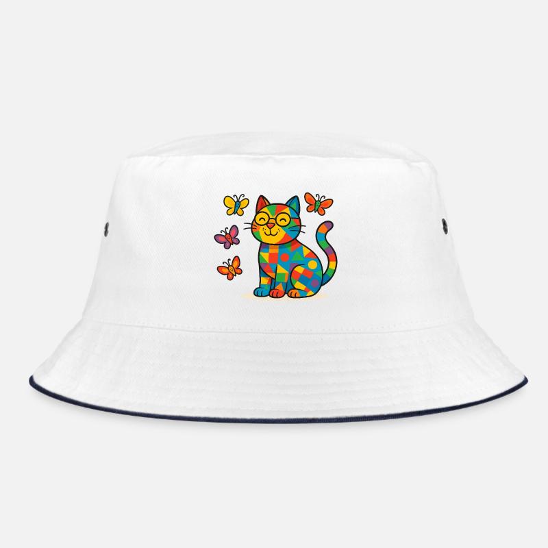 Patchwork Cat and Butterflies Bucket Hat