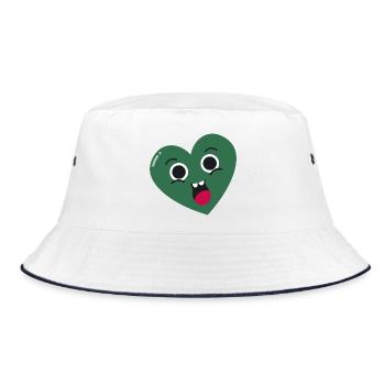 Smiling Green Heart - Bucket Hat - white/navy - Front
