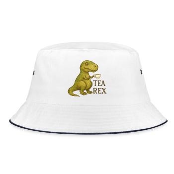 Tea Rex: Watercolor Dino Tea Time - Bucket Hat - white/navy - Front