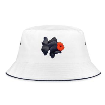 Grade Black Oranda with Red Head HQ Goldfish - Bucket Hat - Weiß/Navy - Vorne