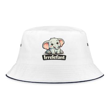 Irrelefant Wortwitz Irrelevant Elefant Shirt - Bucket Hat - Weiß/Navy - Vorne