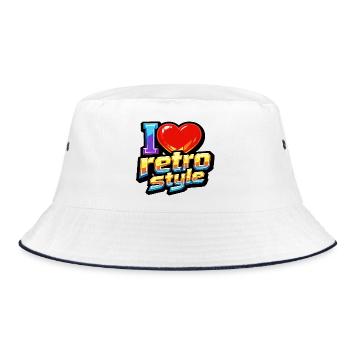 I Love Retro Style - Bucket Hat - Weiß/Navy - Vorne