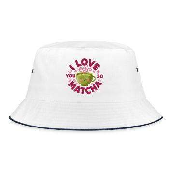 I Love You So Matcha Funny Green Tea Lover - Bucket Hat - Weiß/Navy - Vorne