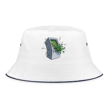Greedy ATM Cartoon - Bucket Hat - white/navy - Front