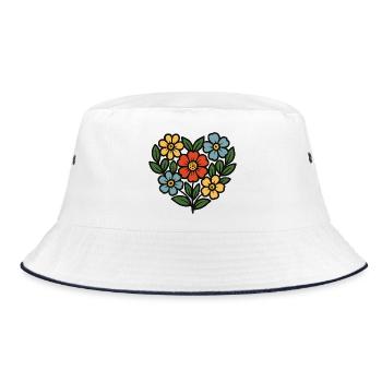 Bouquet Folk Style - Bucket Hat - white/navy - Front