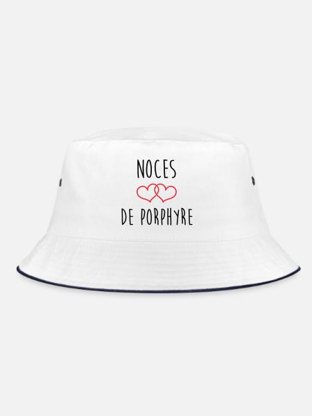 Porphyr-Hochzeit 33 Jahre Ehe - Bucket Hat - Weiß/Navy - Vorne