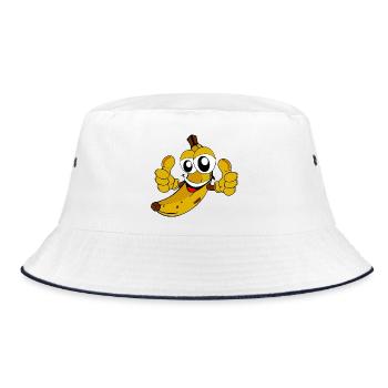 Fröhliche Banane - Bucket Hat - Weiß/Navy - Vorne