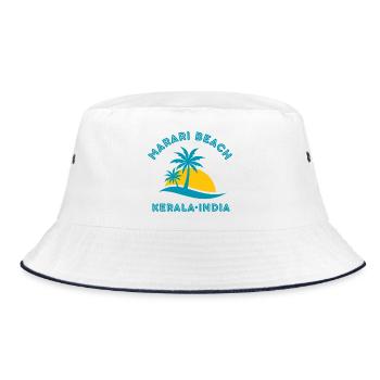 Marari Beach Kerala Sonnenuntergang - Bucket Hat - Weiß/Navy - Vorne