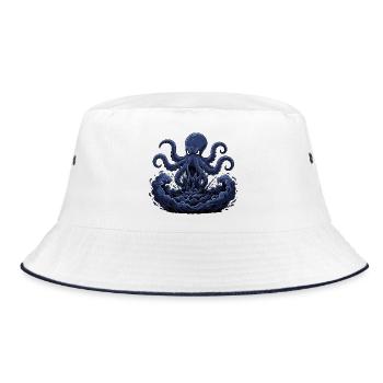 Oktopus Sturm aus Tiefe - Bucket Hat - Weiß/Navy - Vorne
