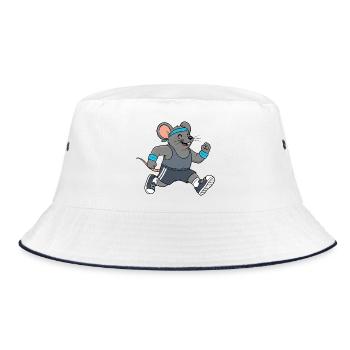 Cute Mouse Rat Jogging Running Marathon Cartoon - Bucket Hat - white/navy - Front