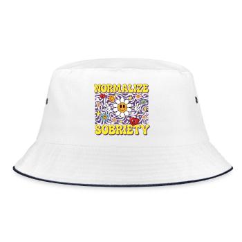 Normalize Sobriety Recovery AA NA Milestone - Bucket Hat - white/navy - Front